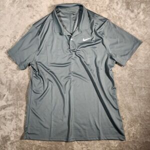 Nike Polo Shirt‎ Men's Large Gray Short Sleeve Golf Athletic Performance Dri Fit